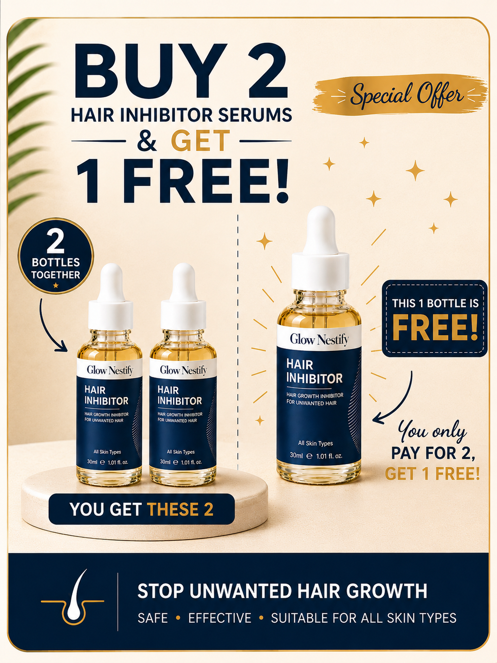 Glow Nestify Hair Inhibitor – Advanced Unwanted Hair Care